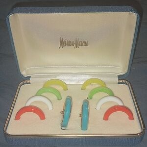 Vintage 50s-60s Era Crown Trifari Interchangeable Clip Earrings In Orig Box